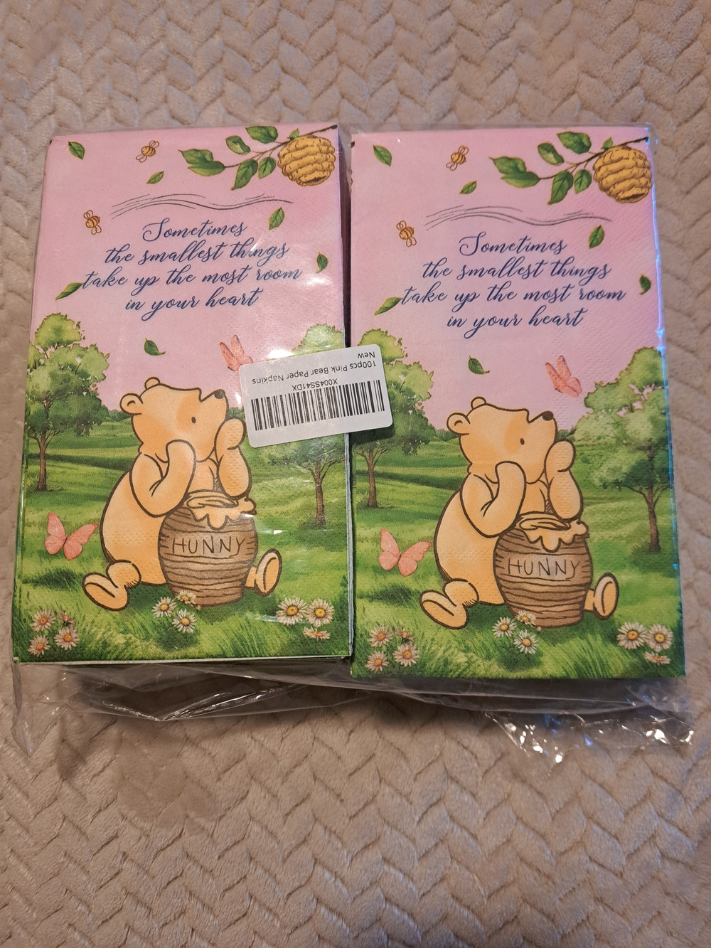 100 Winnie the Pooh 'Hunny' Pink Decorative Napkins